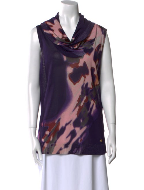 Escada Printed Cowl Neck Top