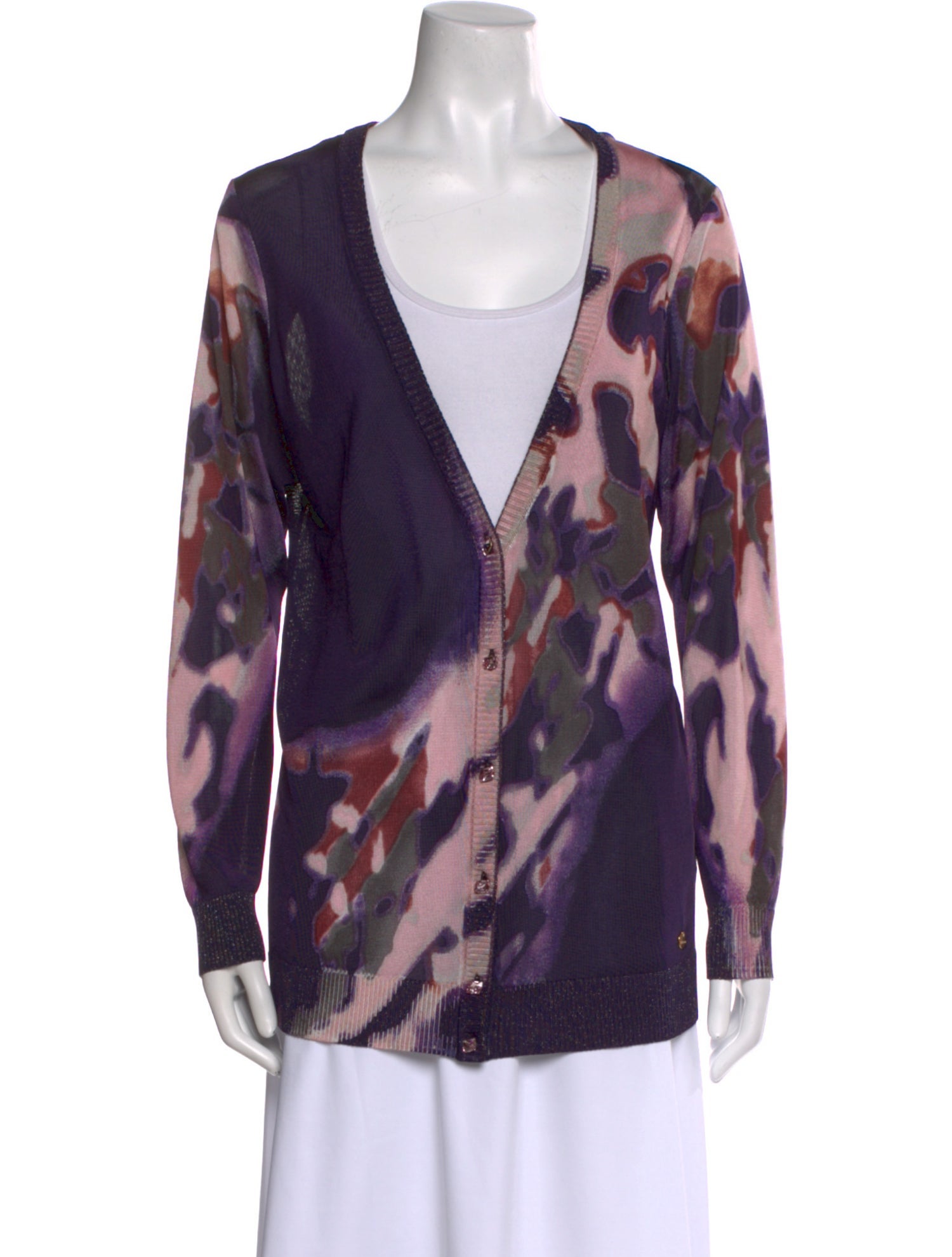 Escada Tie-Dye Print V-Neck Sweater