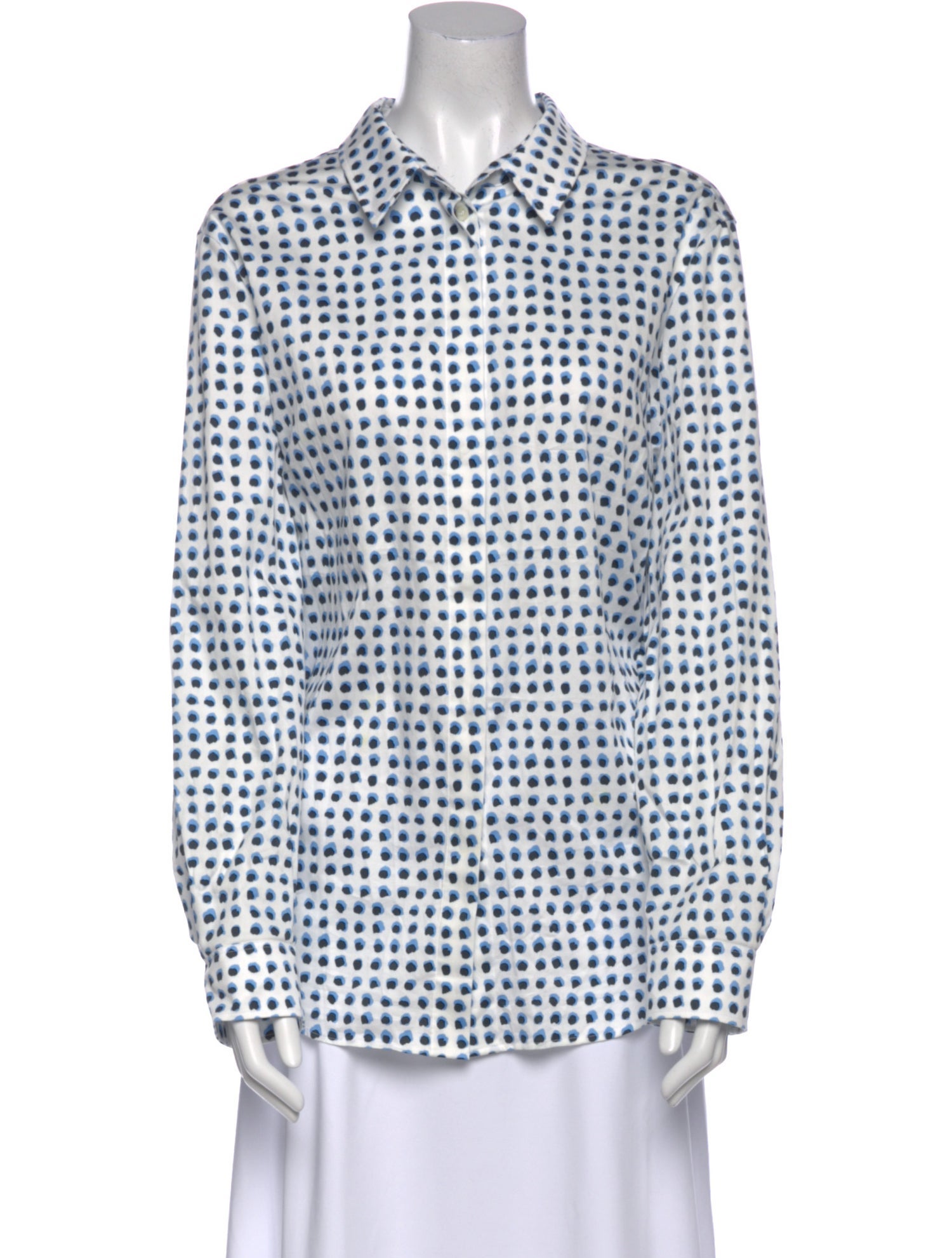 Escada Printed Long Sleeve Button-Up Top