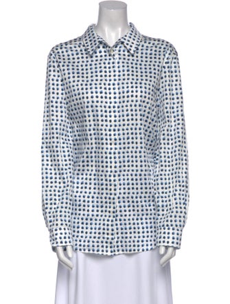 Escada Printed Long Sleeve Button-Up Top