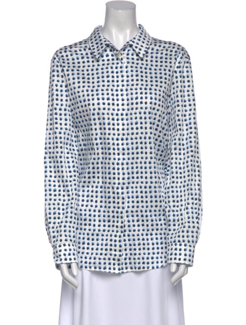 Escada Printed Long Sleeve Button-Up Top