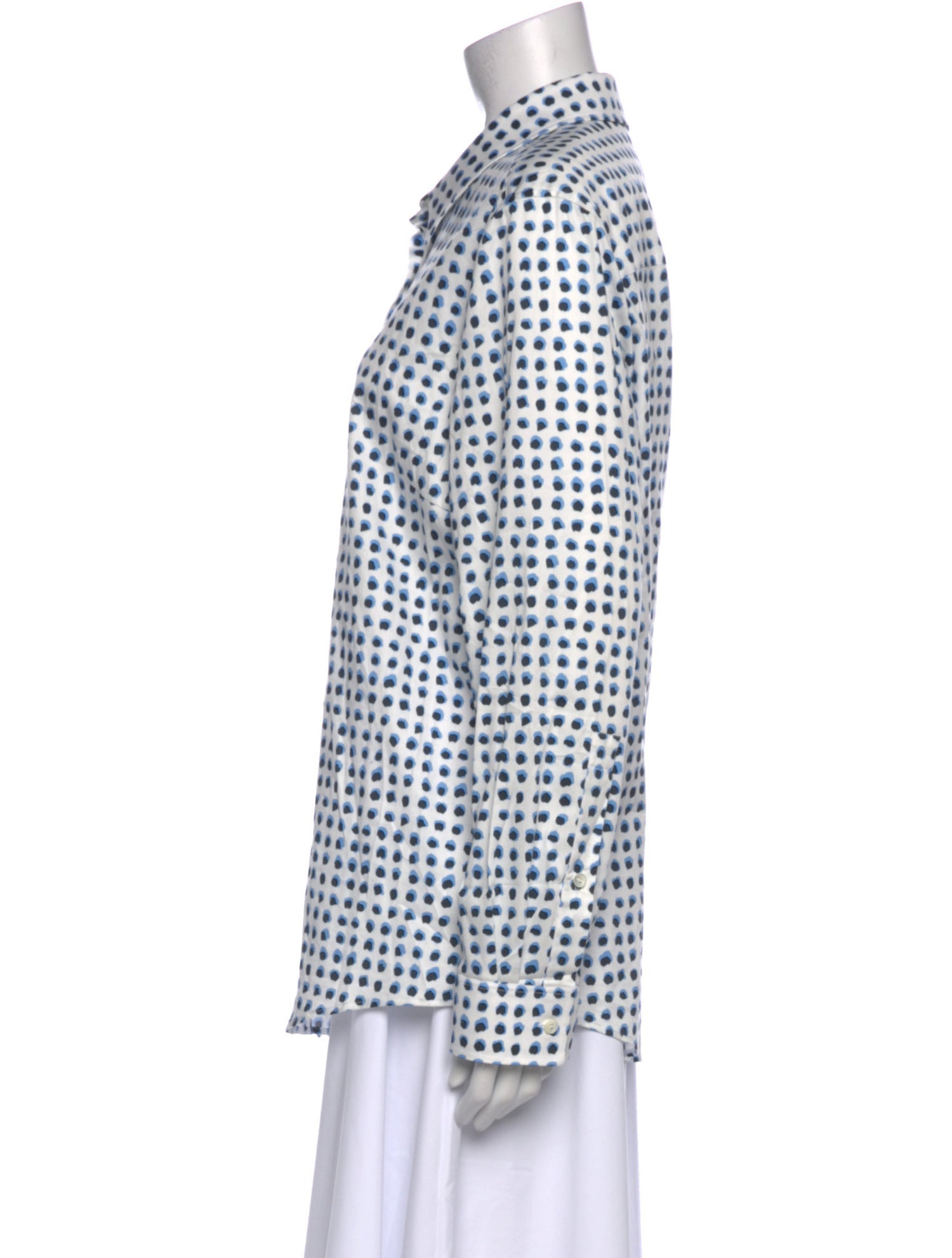 Escada Printed Long Sleeve Button-Up Top