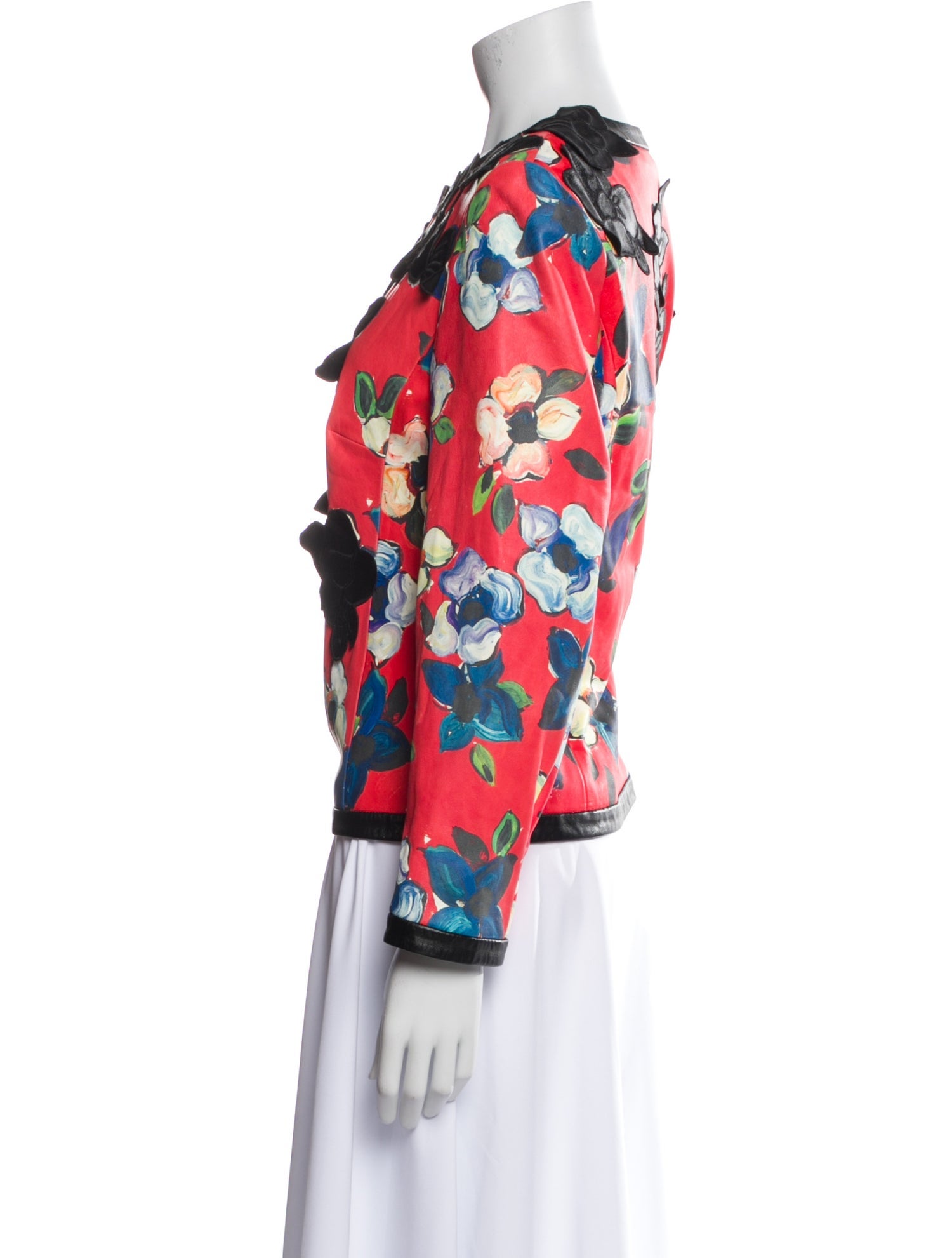 Escada Leather Floral Print Jacket