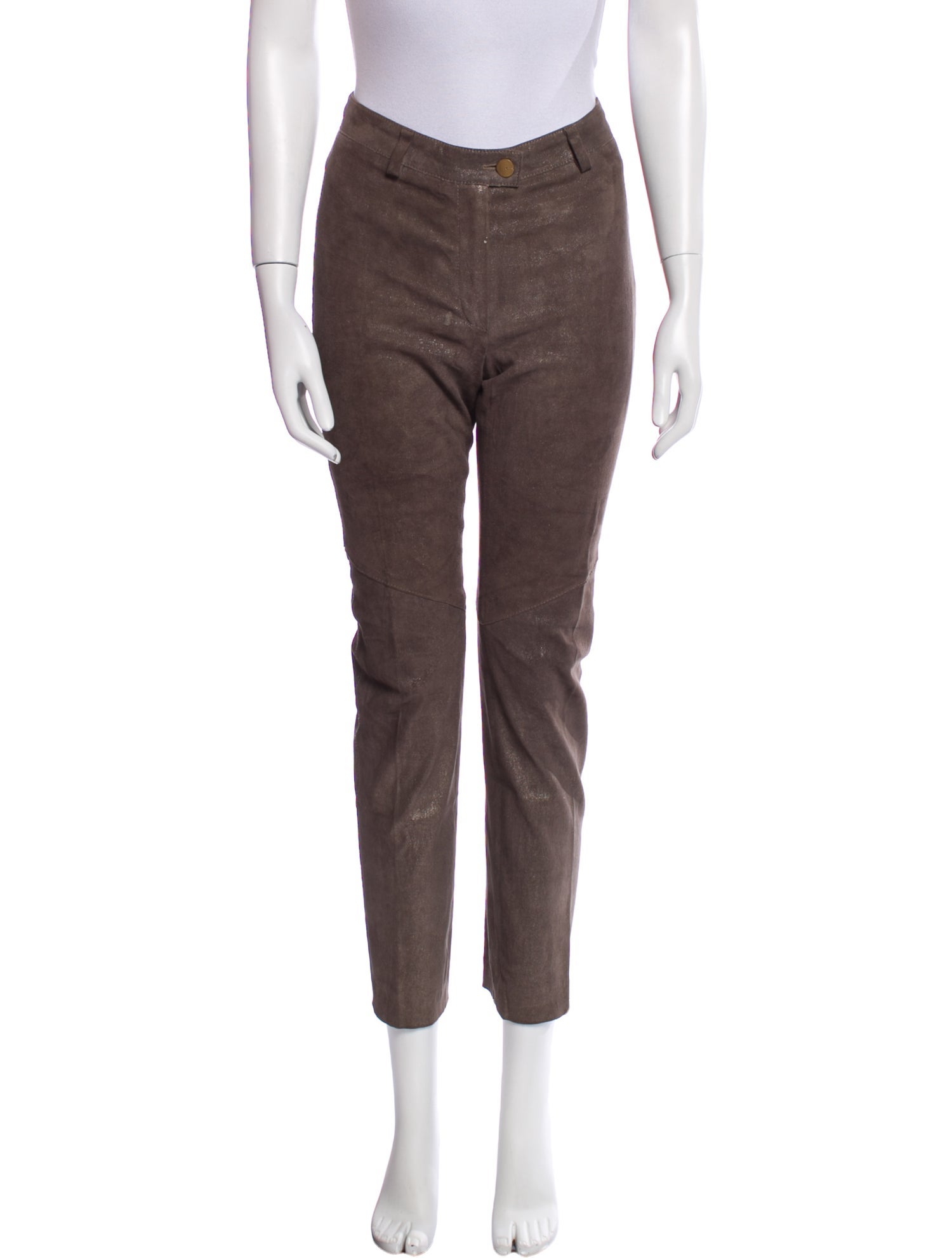 Escada Lamb Leather Straight Leg Pants