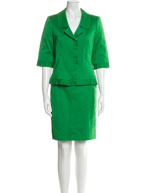 Escada Pleated Accents Skirt Suit