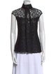 Escada Lace Pattern Mock Neck Blouse