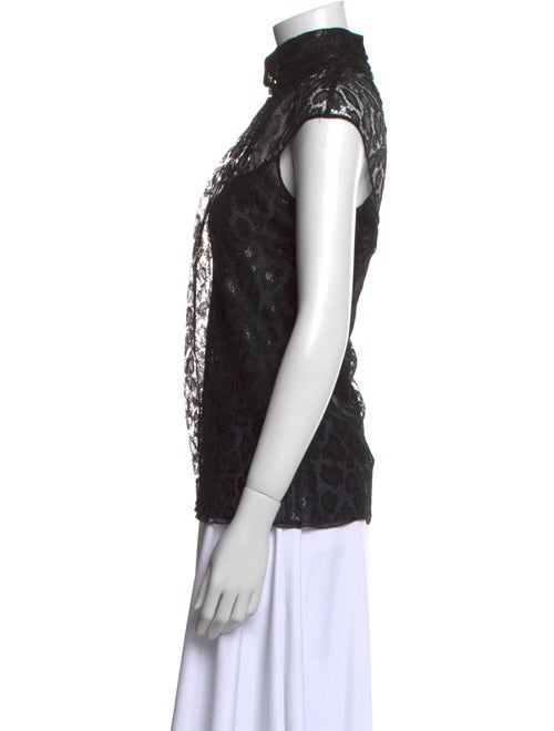Escada Lace Pattern Mock Neck Blouse