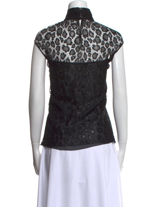 Escada Lace Pattern Mock Neck Blouse