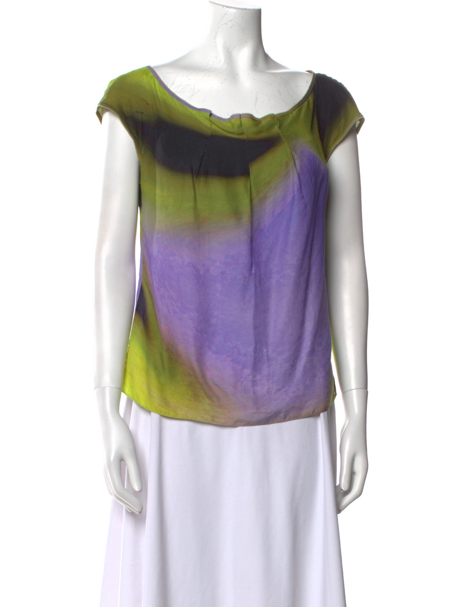 Escada Wool Tie-Dye Print Blouse