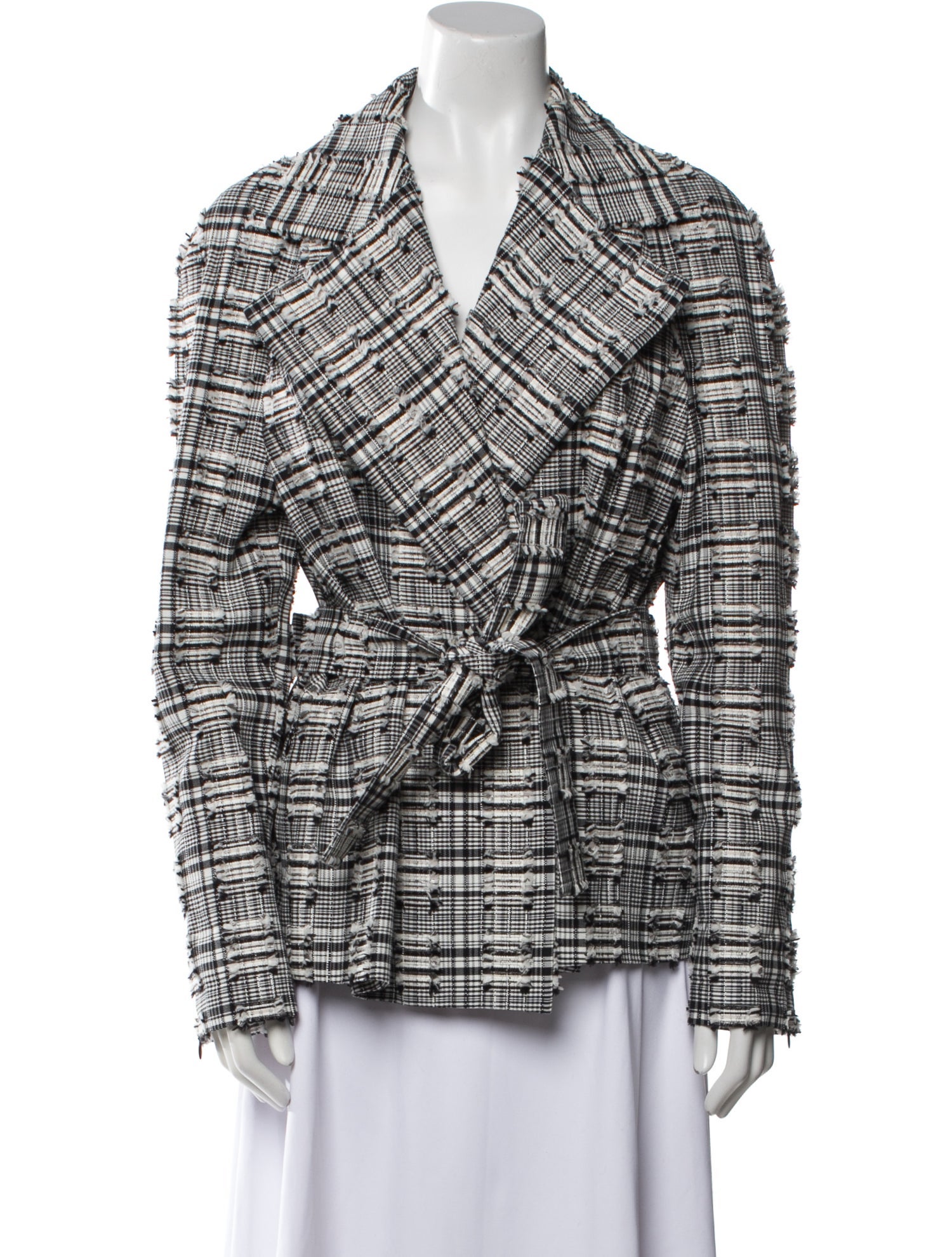 Escada Tweed Plaid Print Blazer