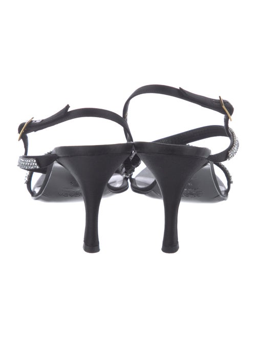 Escada Satin Crystal Embellishments Slingback Sandals