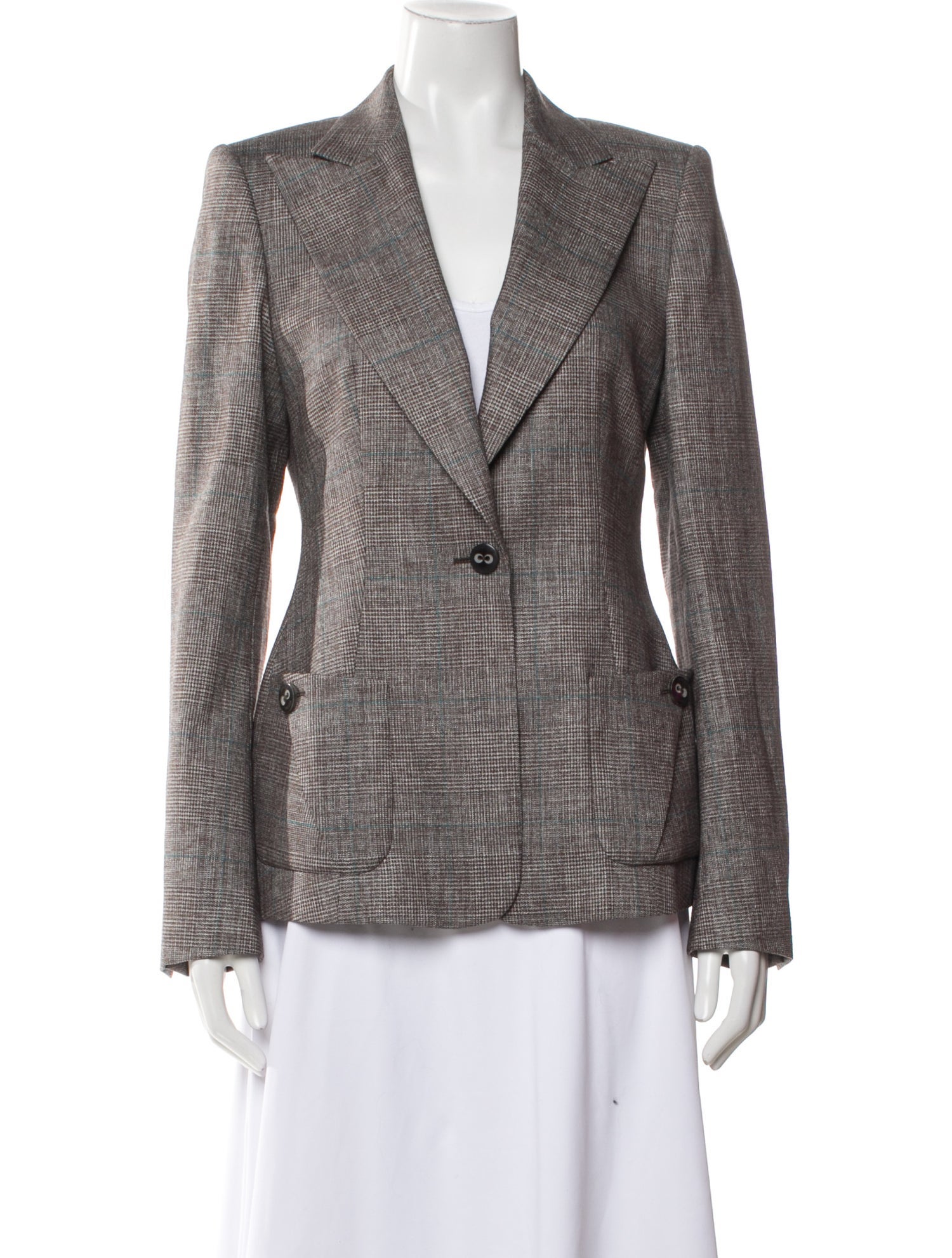 Escada Plaid Print Blazer
