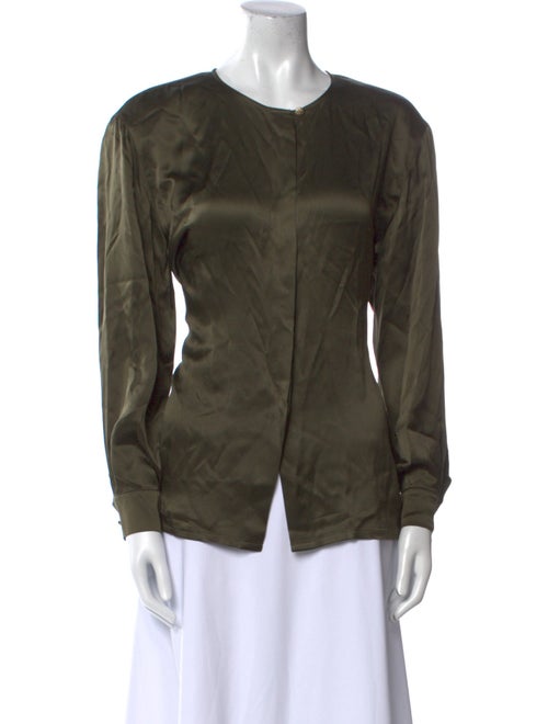 Escada Silk Crew Neck Button-Up Top