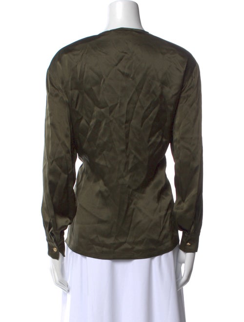 Escada Silk Crew Neck Button-Up Top