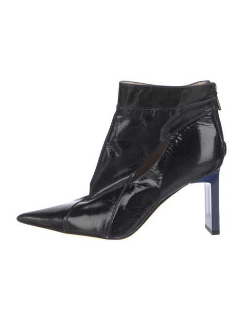 Escada Patent Leather Leather Trim Embellishment Boots