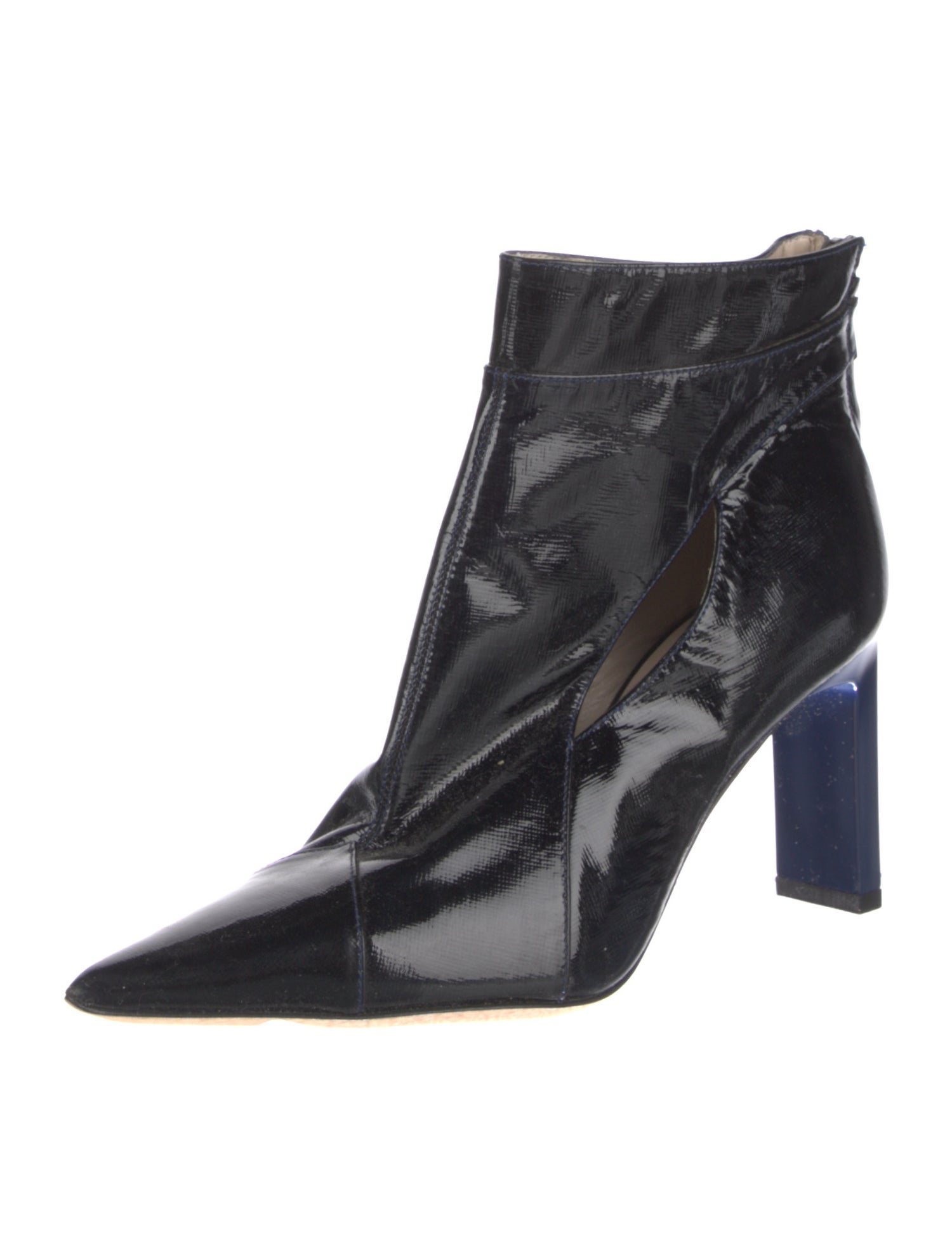 Escada Patent Leather Leather Trim Embellishment Boots