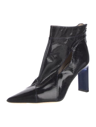 Escada Patent Leather Leather Trim Embellishment Boots