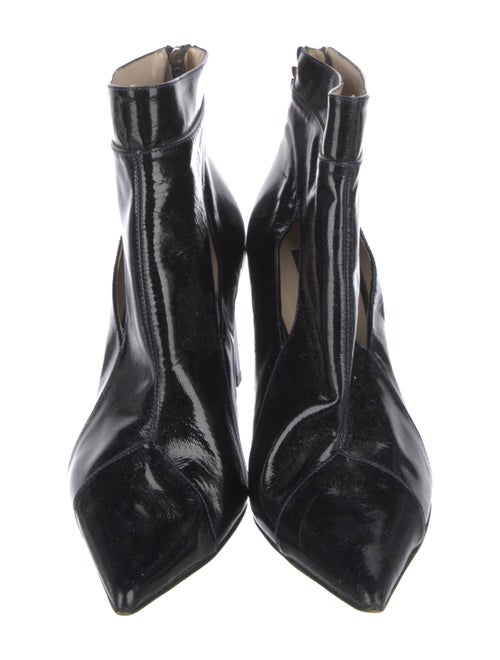 Escada Patent Leather Leather Trim Embellishment Boots