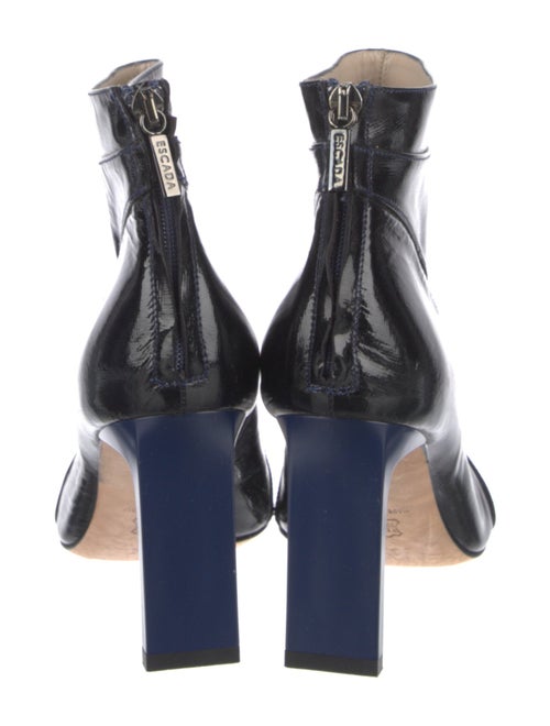 Escada Patent Leather Leather Trim Embellishment Boots