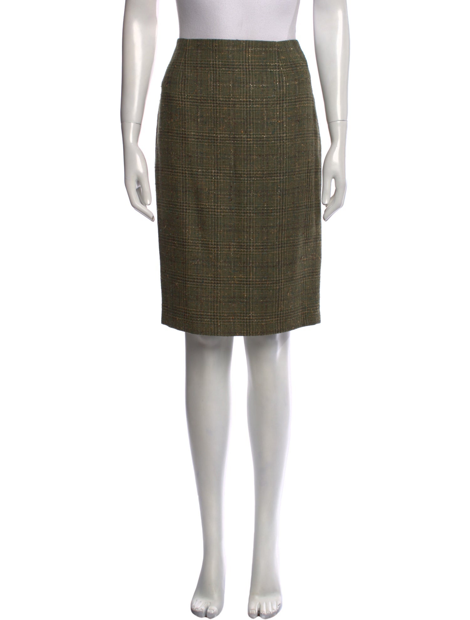 Escada Plaid Print Knee-Length Skirt
