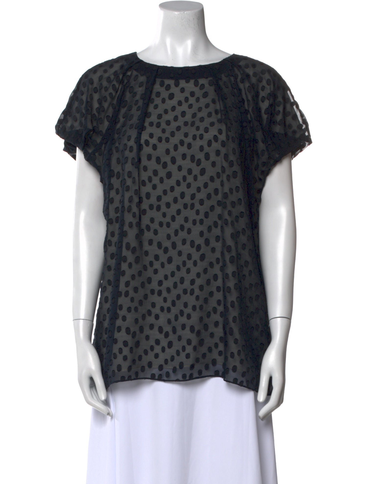 Escada Polka Dot Print Bateau Neckline Blouse
