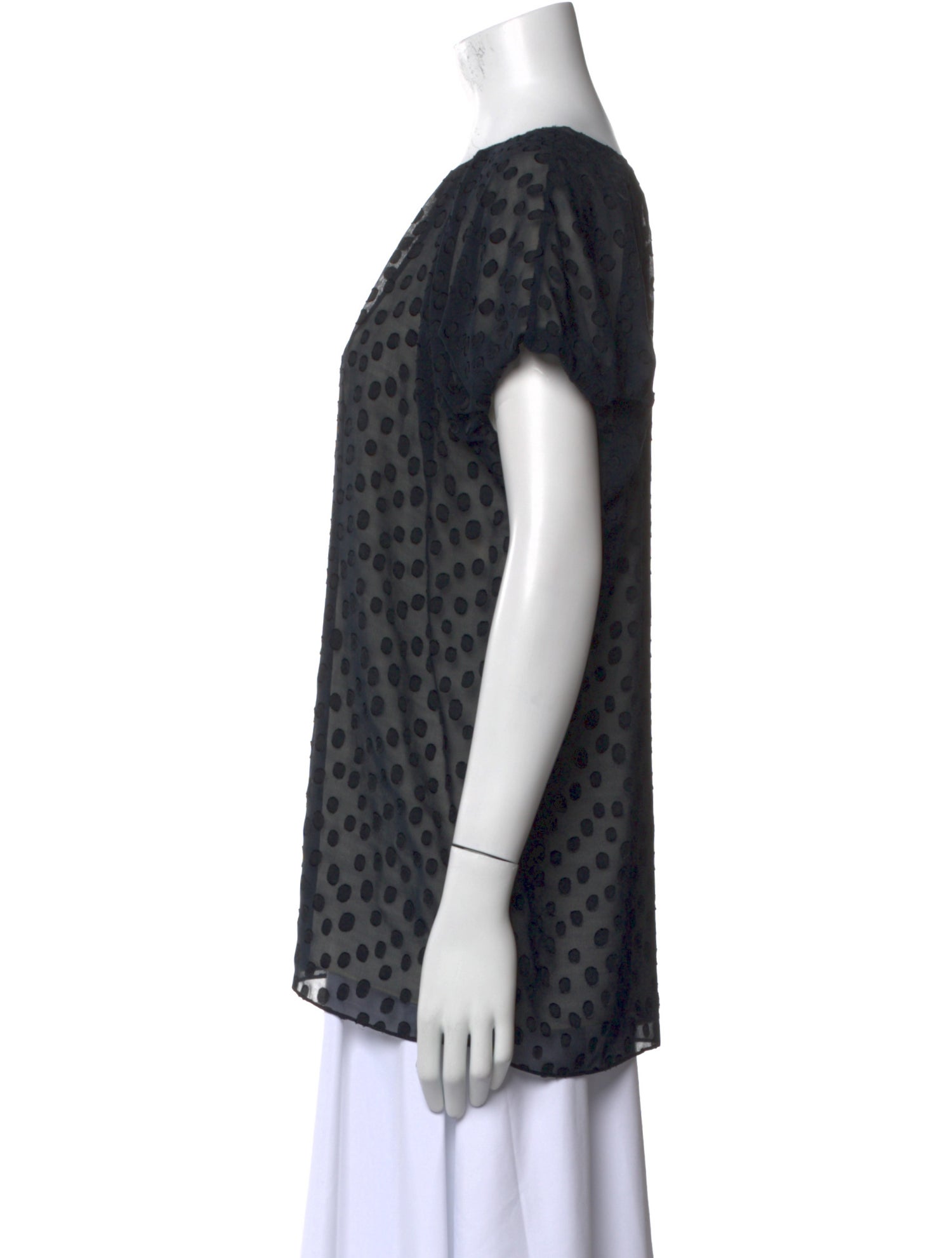 Escada Polka Dot Print Bateau Neckline Blouse