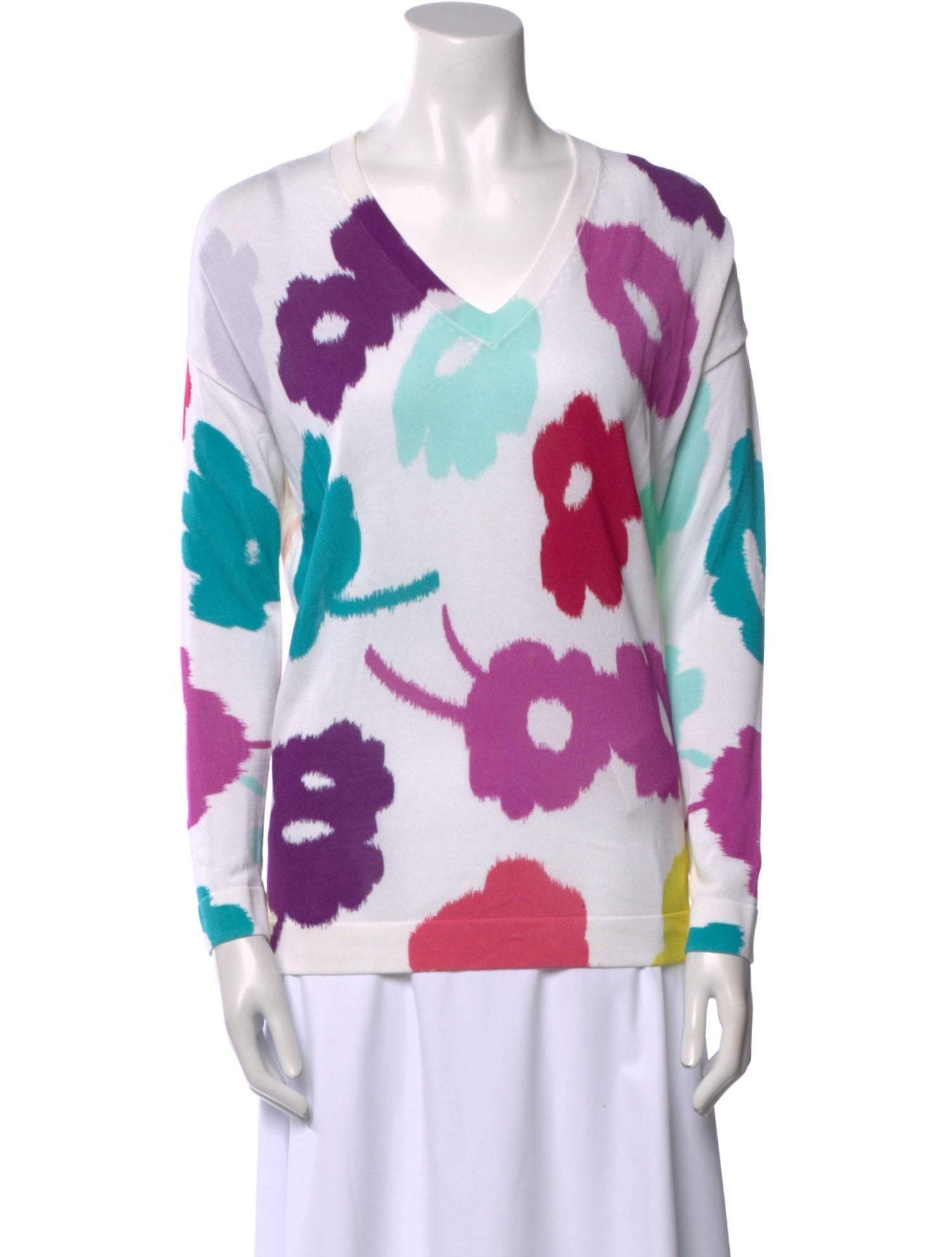 Escada Printed V-Neck Sweatshirt