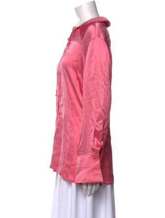 Escada Silk V-Neck Button-Up Top