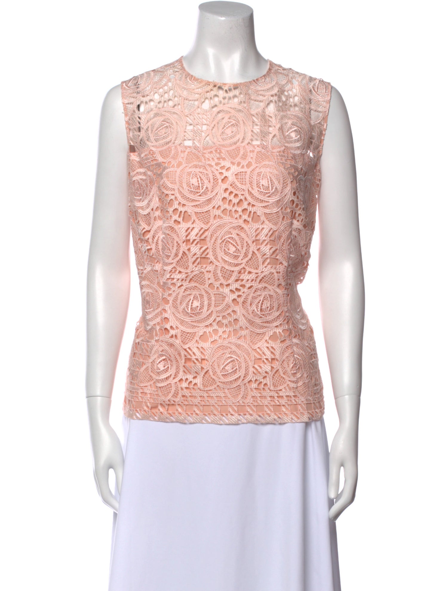 Escada Lace Pattern Crew Neck Top