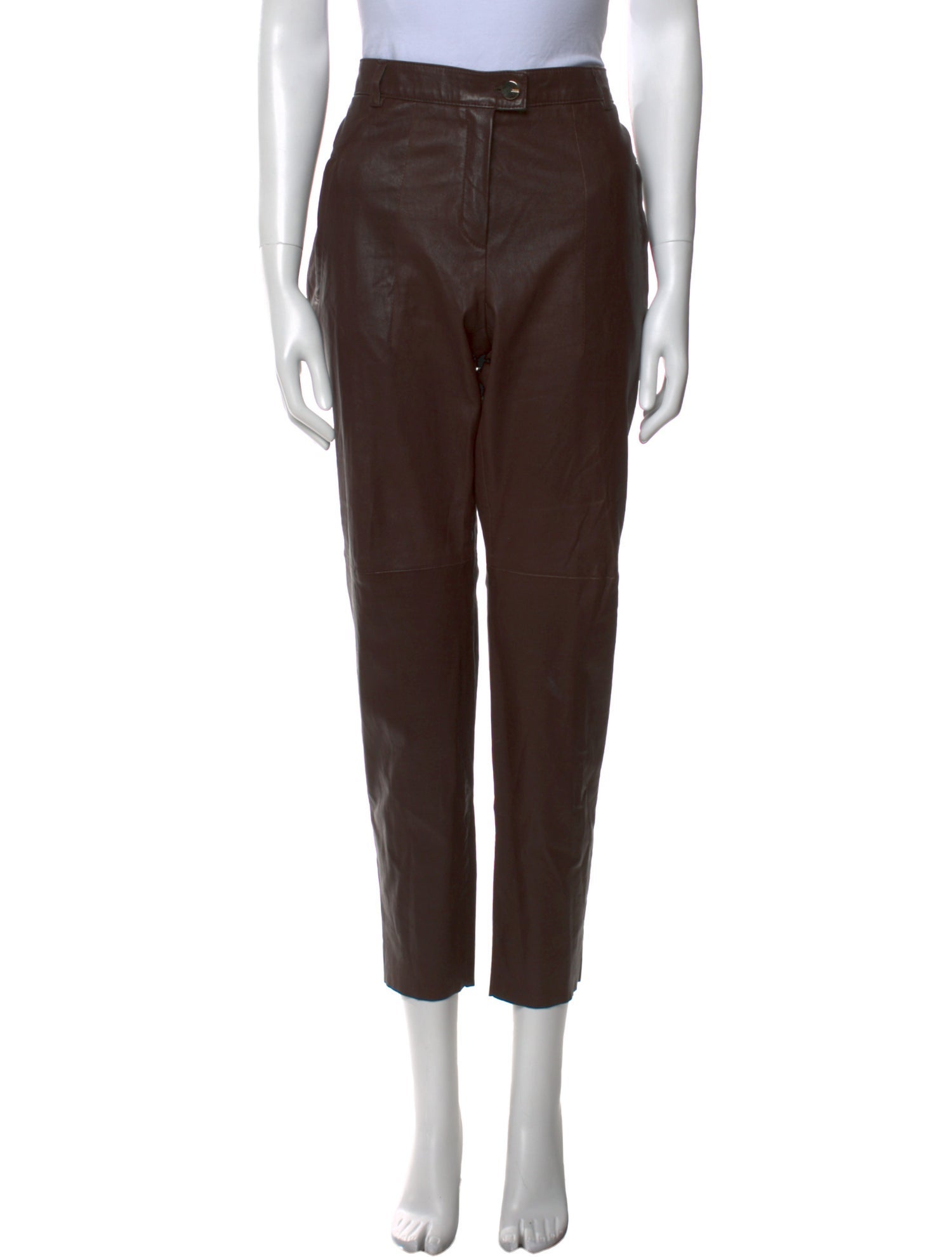 Escada Lamb Leather Straight Leg Pants