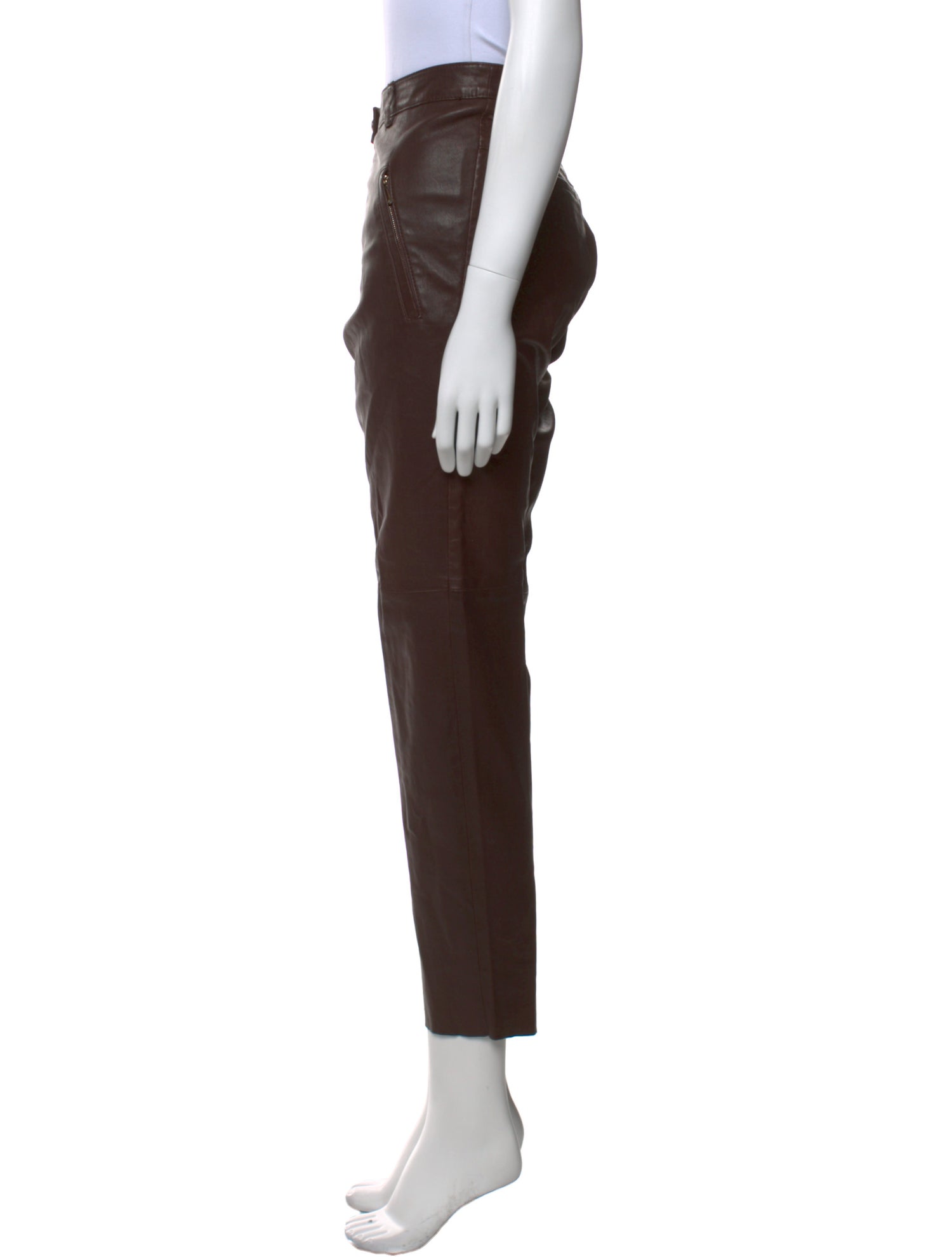 Escada Lamb Leather Straight Leg Pants