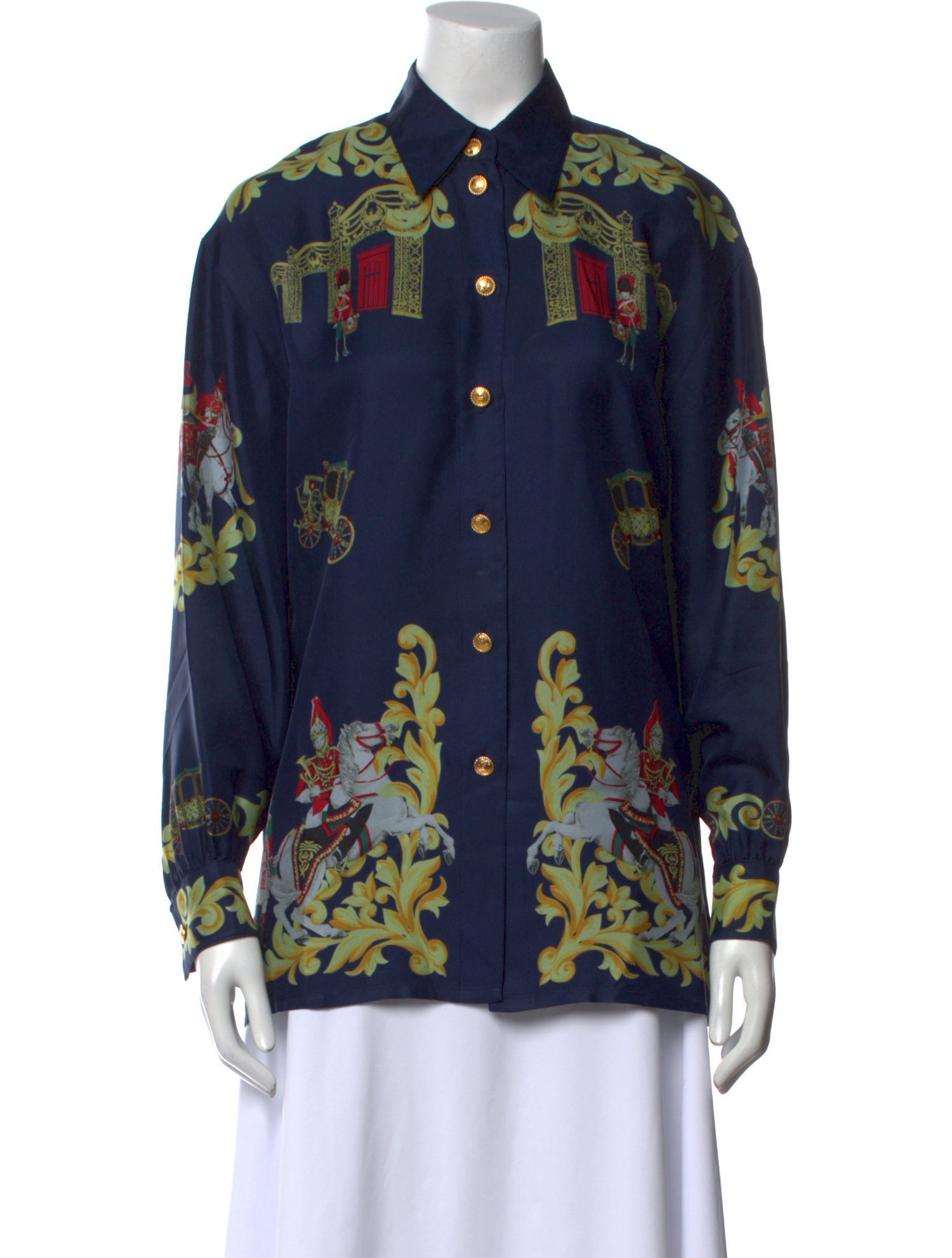 Escada Silk Floral Print Button-Up Top