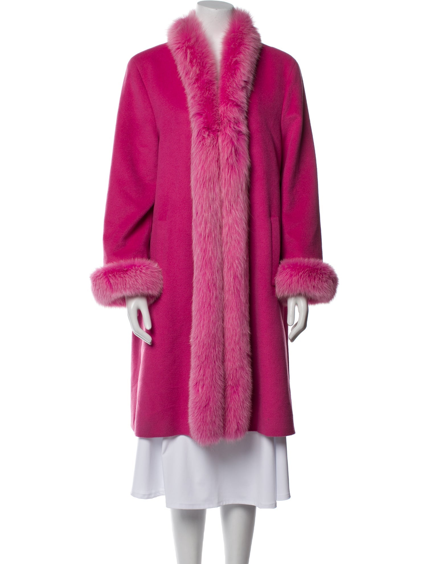 Escada Angora Colorblock Pattern Fur Coat