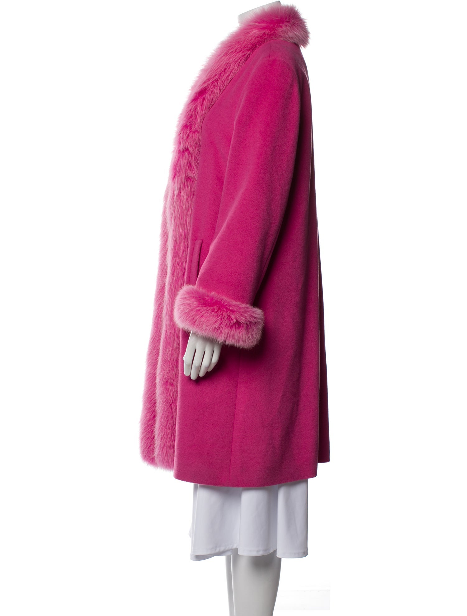 Escada Angora Colorblock Pattern Fur Coat