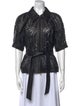 Escada Lamb Leather Short Sleeve Blouse