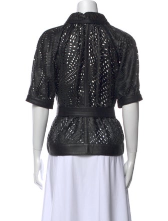 Escada Lamb Leather Short Sleeve Blouse