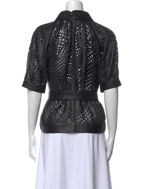 Escada Lamb Leather Short Sleeve Blouse
