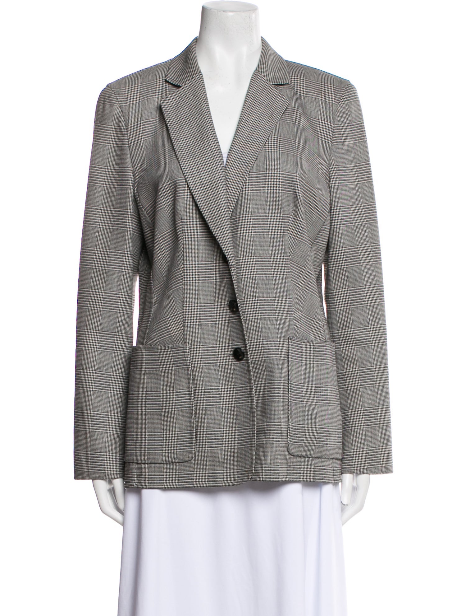 Escada Wool Plaid Print Blazer