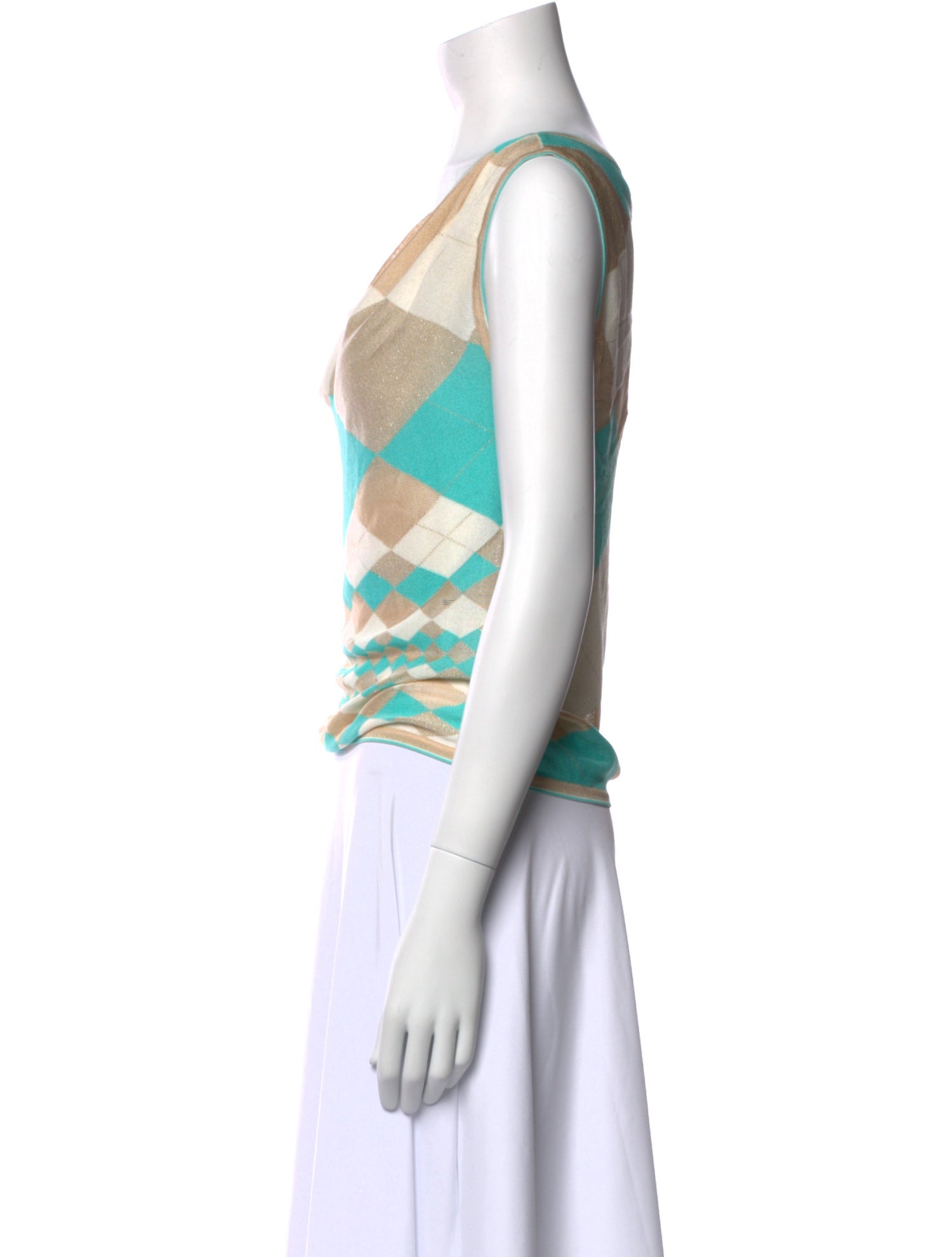 Escada Printed Cowl Neck Crop Top