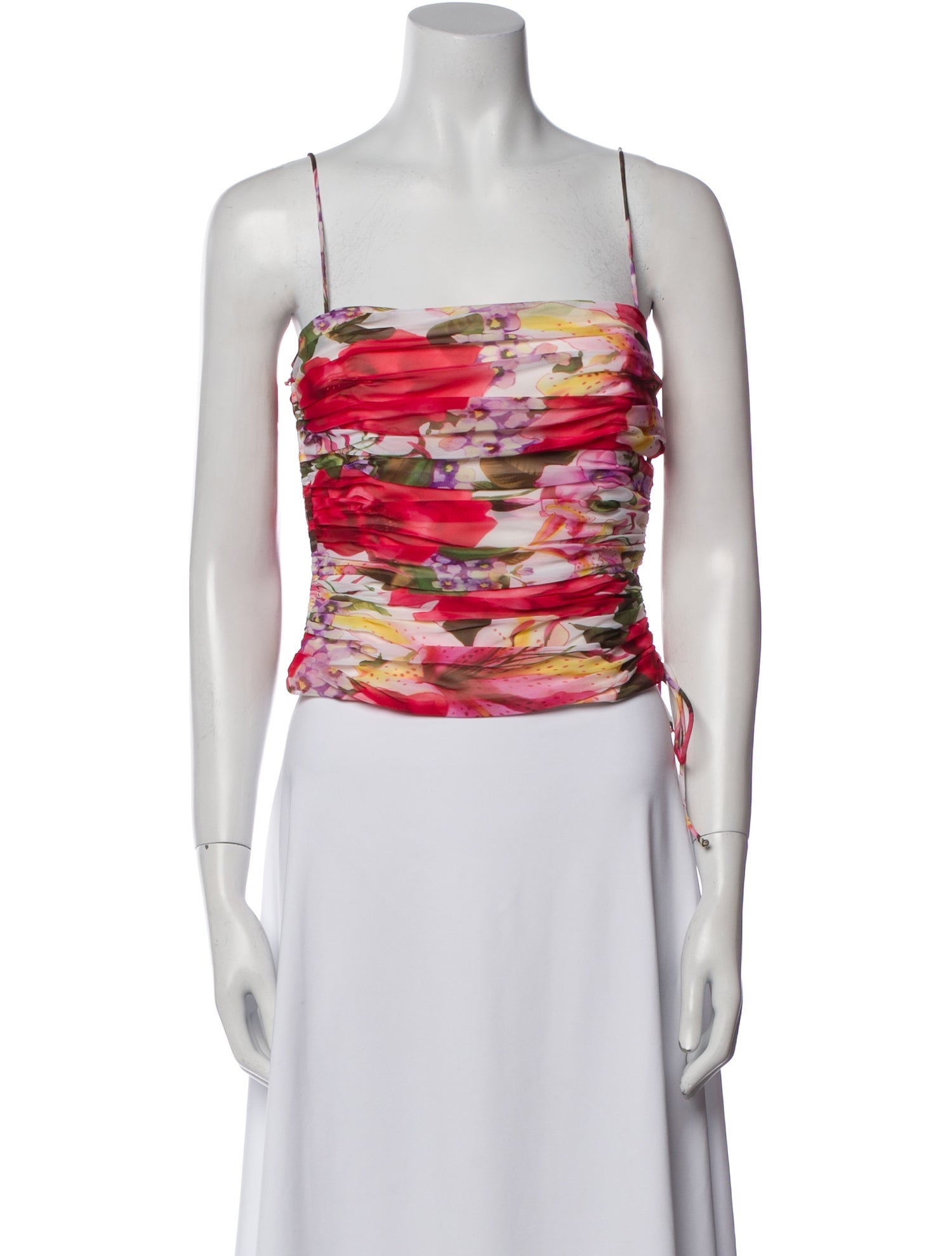 Escada Floral Print Square Neckline Crop Top