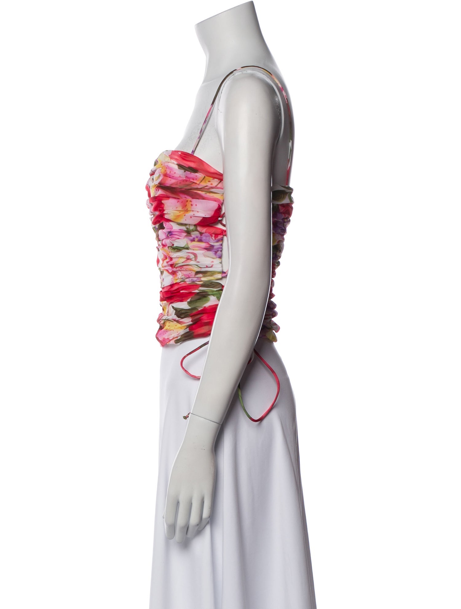 Escada Floral Print Square Neckline Crop Top