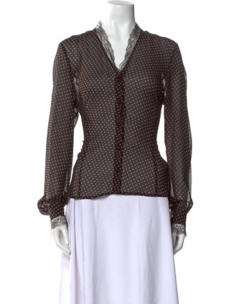 Escada Silk Polka Dot Print Blouse