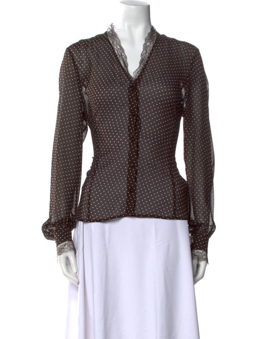 Escada Silk Polka Dot Print Blouse