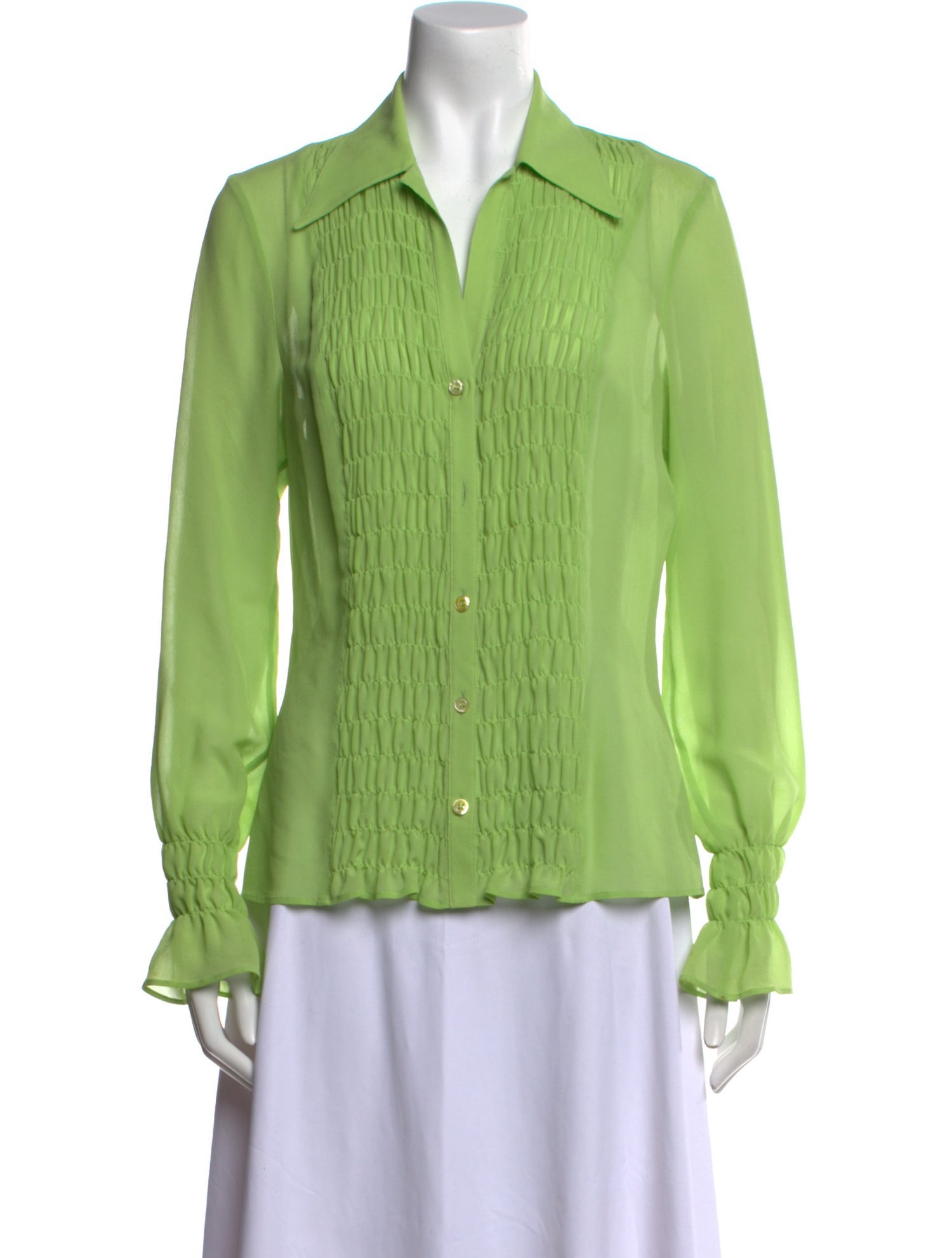 Escada Silk Long Sleeve Button-Up Top