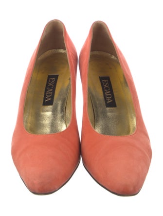 Escada Suede Chain-Link Accents Pumps