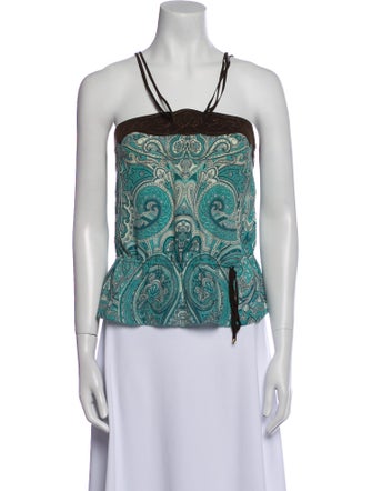 Escada Silk Paisley Print Crop Top