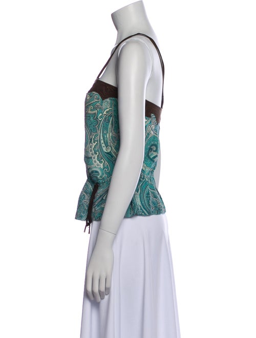 Escada Silk Paisley Print Crop Top