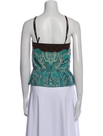 Escada Silk Paisley Print Crop Top
