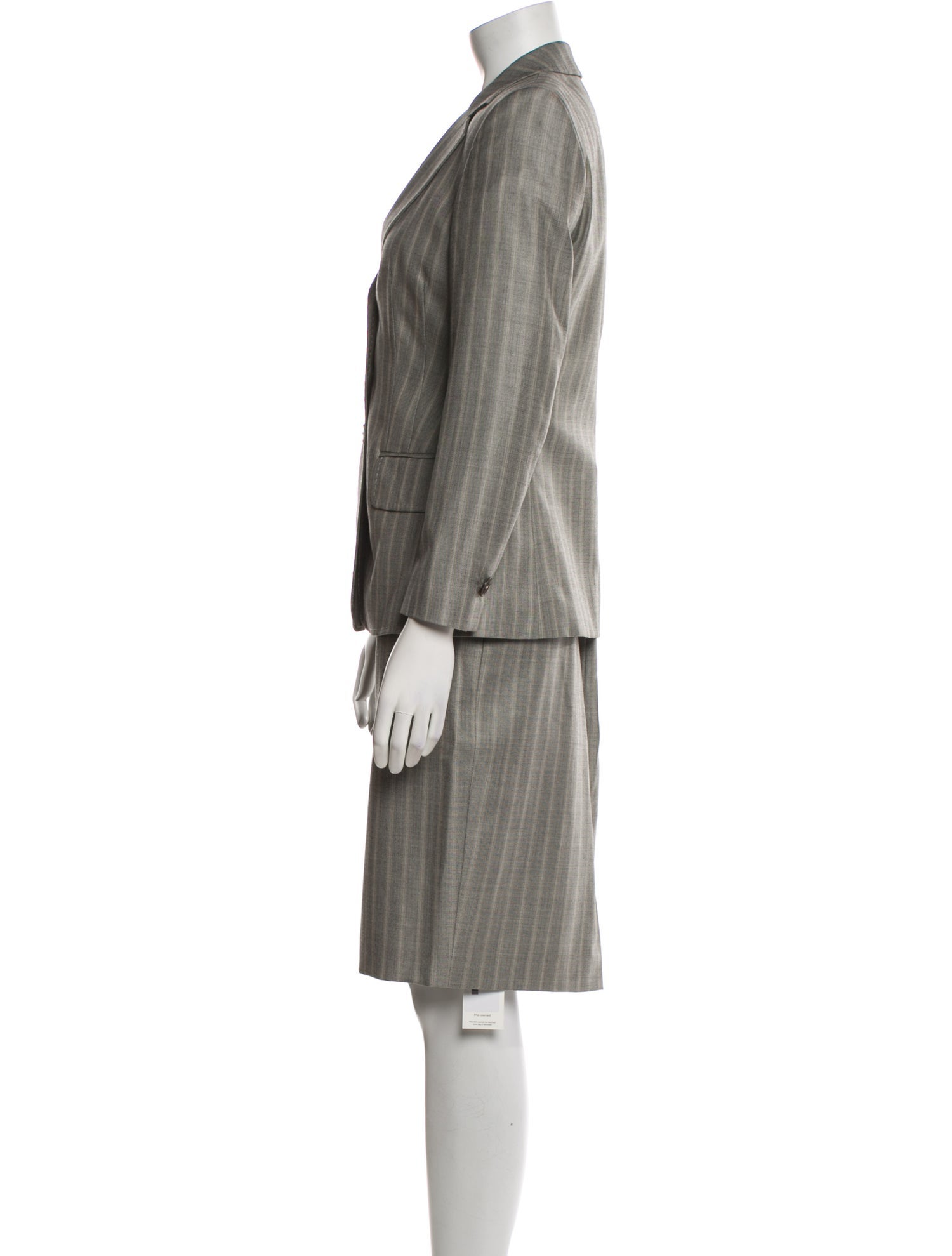 Escada Wool Striped Skirt Suit