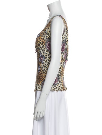 Escada Animal Print V-Neck Top